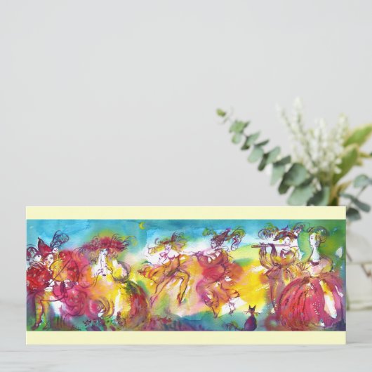 CARNIVAL NIGHT Creme Einladung (Stehend Vorderseite)