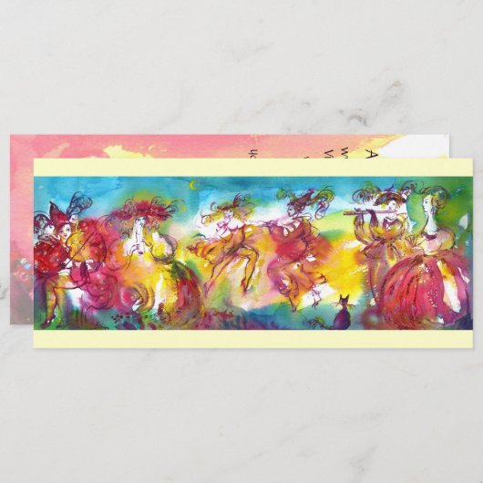 CARNIVAL NIGHT Creme Einladung (Vorne/Hinten)