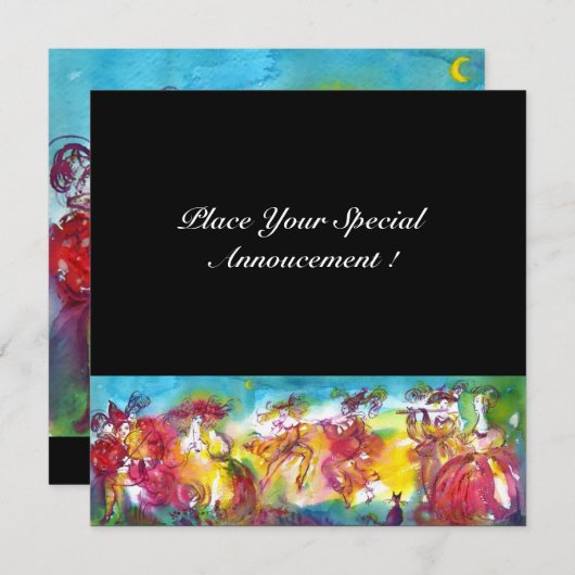 CARNIVAL NIGHT, Mardi Gras Masqureade, Tanz, Musik Einladung (Vorne/Hinten)