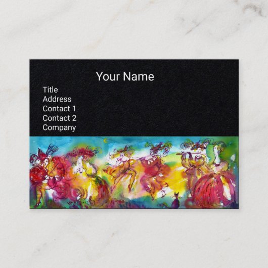 CARNIVAL NIGHT Masquerade Dance, Music Black Paper Visitenkarte (Vorderseite)