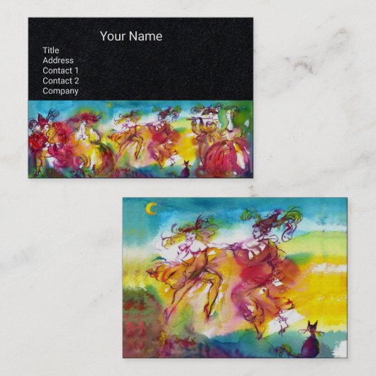 CARNIVAL NIGHT Masquerade Dance, Music Black Paper Visitenkarte (Vorne/Hinten)