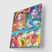 CARNIVAL NIGHT Masquerade Masken, Tanz und Musik Quadratische Wanduhr (Winkel)