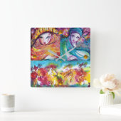 CARNIVAL NIGHT Masquerade Masken, Tanz und Musik Quadratische Wanduhr (Zuhause)