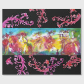 CARNIVAL NIGHT TANCE, RED LILA FLORAL WIRBEL GESCHENKPAPIER (Flach)