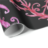 CARNIVAL NIGHT TANCE, RED LILA FLORAL WIRBEL GESCHENKPAPIER (Rolleneckpunkt)