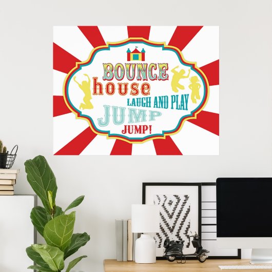 Carnival- oder Circus Bounce House-Zeichen Poster (Heimbüro)