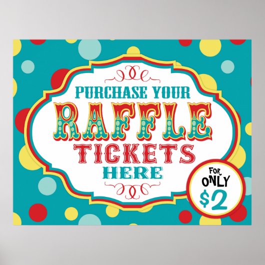 Carnival oder Circus Raffle Ticket Booth Sign Poster (Vorne)