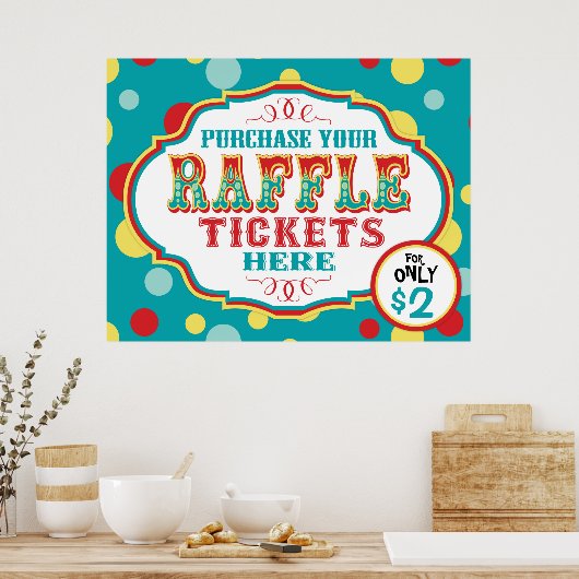 Carnival oder Circus Raffle Ticket Booth Sign Poster (Küche)