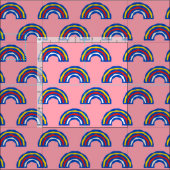 CARNIVAL - Retro-Regenboote in Primärfarbe auf Ros Stoff (Kachel)