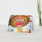 Carnival Swing Ride Foto Vintager Retroblau Himmel Karte (Vorderseite)