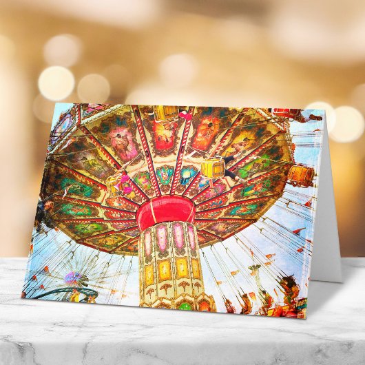 Carnival Swing Ride Foto Vintager Retroblau Himmel Karte