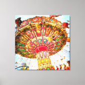 Carnival Swing Ride Foto Vintager Retroblau Himmel Leinwanddruck (Vorderseite)