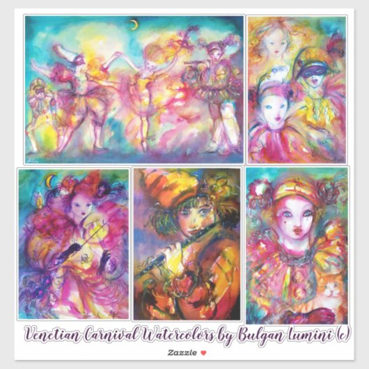 CARNIVAL VON VENICE Mardi Gras Masquerade Masken Aufkleber (Blatt)