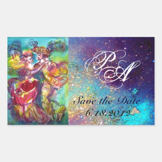 CARNIVD / Venezianische Maskenball-Monogramm Rechteckiger Aufkleber (Vorderseite)