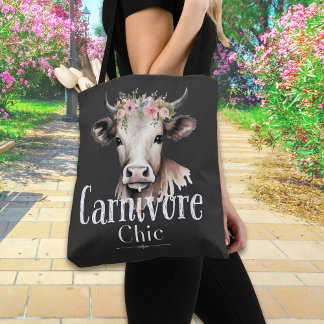Carnivore Chic Niedlich Pastel Floral Kuh Tasche