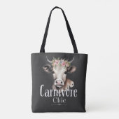 Carnivore Chic Niedlich Pastel Floral Kuh Tasche (Rückseite)