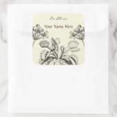 Carnivorus Plant Floral Book Plate Quadratischer Aufkleber (Tasche)