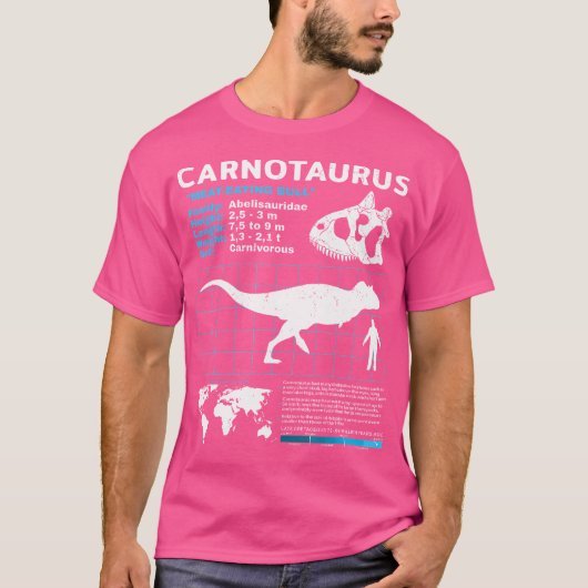 Carnotaurus Fact Sheet Dinosaur Fakten T-Shirt (Vorderseite)