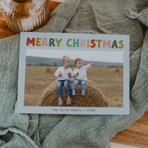 CAROL Blue Niedlich Children Foto Frohe Weihnachte Feiertagskarte