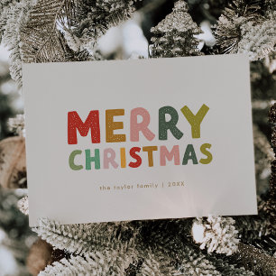 CAROL Cream Gold Niedlicher Familienspass Frohe We Feiertagskarte