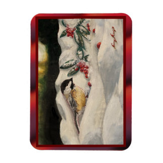Carol die Chick-a-Dee mit Mistelzweig Magnet