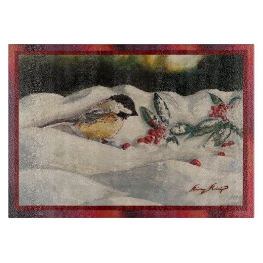Carol die Chick-a-Dee mit Mistelzweig Schneidebrett (Vorderseite)