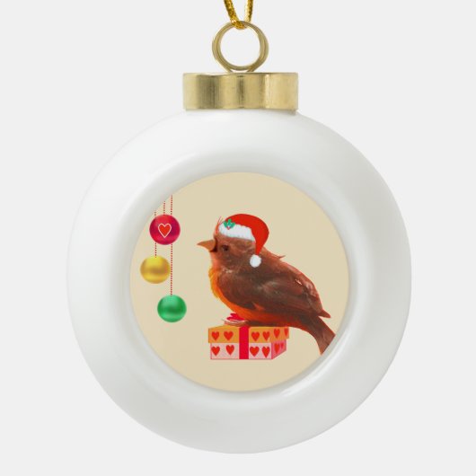Carol Little Bird Keramik Kugel-Ornament (Vorderseite)