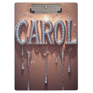 Carol Name in Roségold mit tropfendem Glitter Klemmbrett