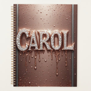 Carol Name in Roségold mit tropfendem Glitter Planer