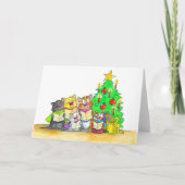 Carol Singing Cats Gruß Karte (Vorderseite)