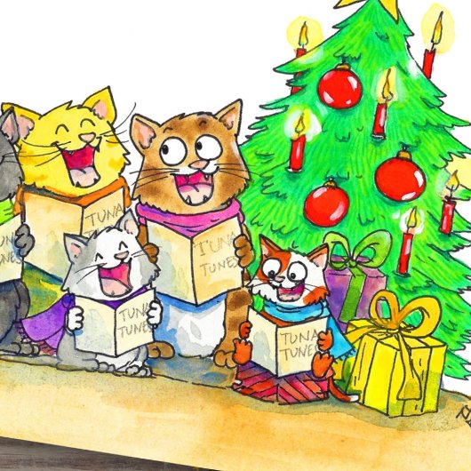 Carol Singing Cats Postkarte