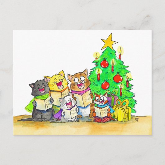 Carol Singing Cats Postkarte (Vorderseite)