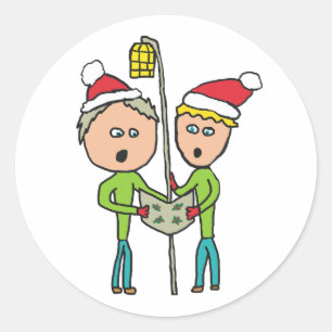 Carol Singing Runder Aufkleber