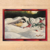 Carol the Chick-a-Dee with Mistletoe Acryleinladungen (Vorderseite)