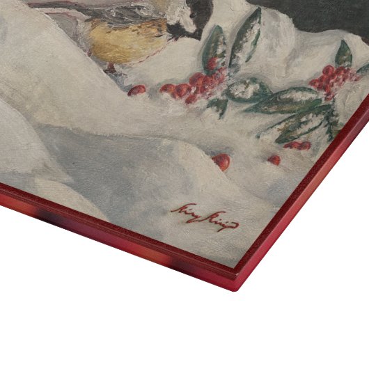 Carol the Chick-a-Dee with Mistletoe  Schneidebrett (Ecke)