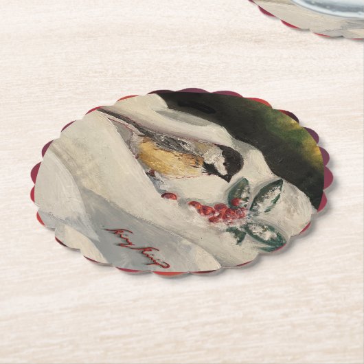 Carol the Chick-a-Dee with Mistletoe  Untersetzer (angewinkelt)