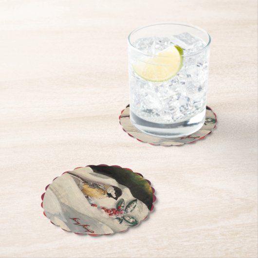 Carol the Chick-a-Dee with Mistletoe  Untersetzer (Vor Ort)