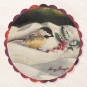 Carol the Chick-a-Dee with Mistletoe  Untersetzer (Vorderseite)