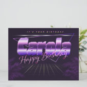 Carola Name Vorname lila retro Karte Geburtstag (Stehend Vorderseite)