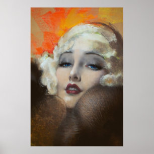 Carole Lombard Porträt Art Deco Poster