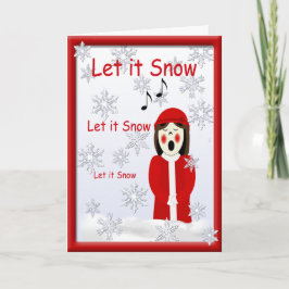 Caroler Girl Christmas Let It Snow Gruß Feiertagskarte