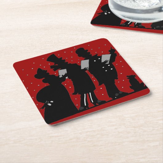 Caroler in der Silhouette Weihnachten Rechteckiger Pappuntersetzer (angewinkelt)