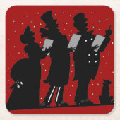 Caroler in der Silhouette Weihnachten Rechteckiger Pappuntersetzer (Vorderseite)
