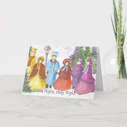 Carolers Christmas Feiertagskarte (Vorderseite)