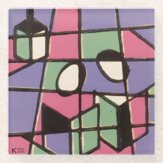 Carolers Stainglass Glasuntersetzer (Vorderseite)