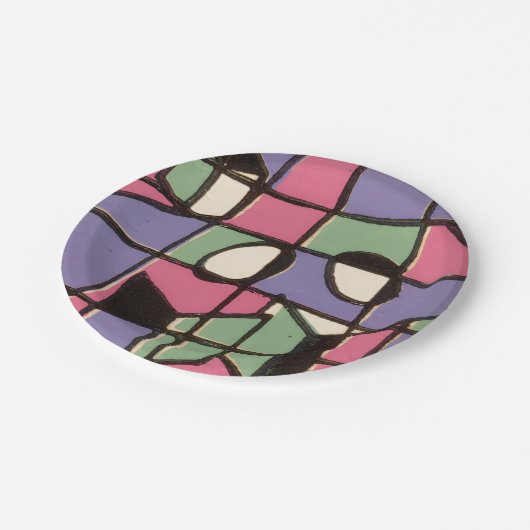 Carolers Stainglass Pappteller (Schrägansicht)