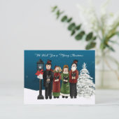 Carolers Winterszene Feiertagspostkarte (Stehend Vorderseite)