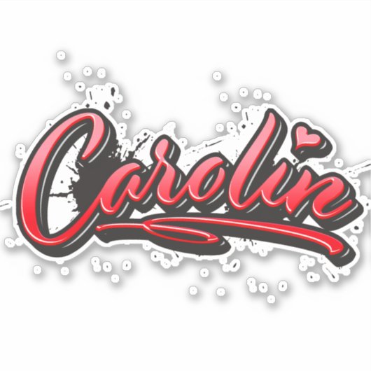 Carolin red Heart Graffiti Aufkleber Sticker (Vorderseite)