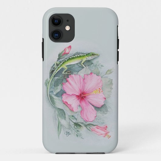 Carolina Anole & Hibiscus Case-Mate iPhone Hülle (Rückseite)
