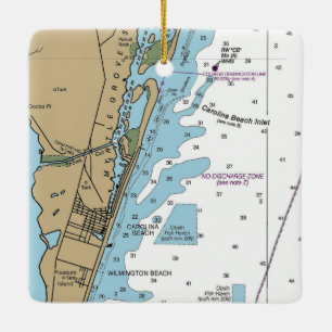 Carolina Beach NC Chart Keramikornament